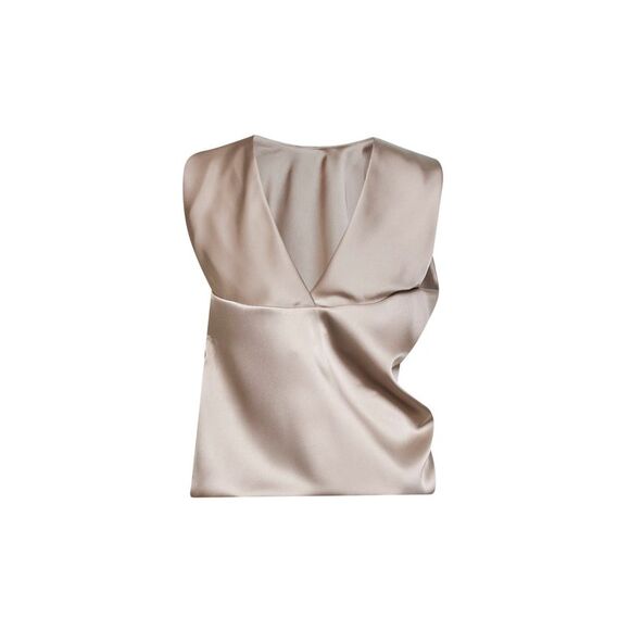 Blanca Vita Women Chalk Satin Tafoly Draped Top